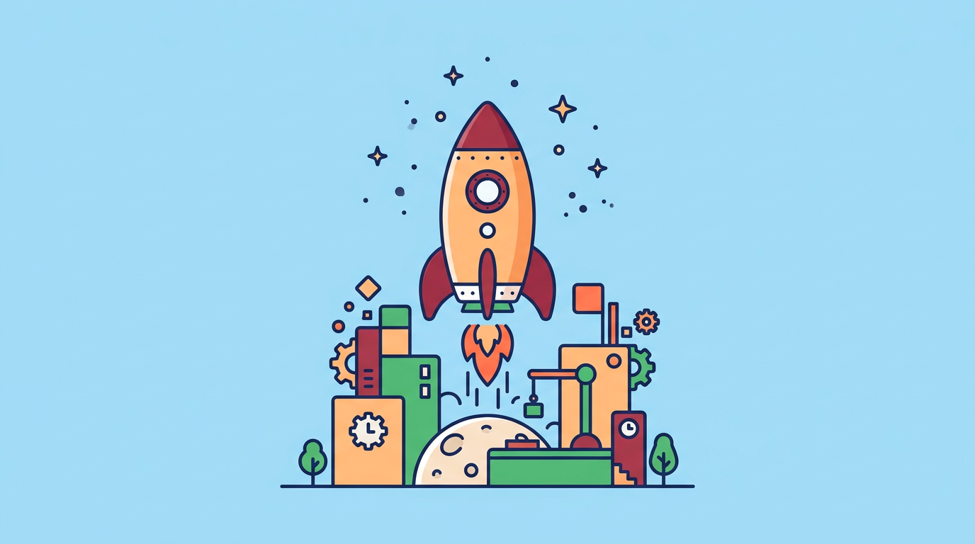 a tiny rocket on its pad